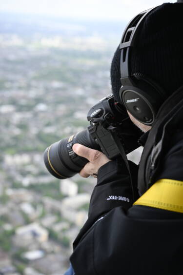 BTS of aerial photographer Donn Delson, taken with a Z6II and 24-70mm f/2.8 S in London, UK, in May. 